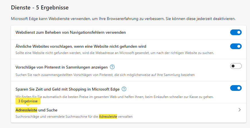 Edge Browser - Adressleiste