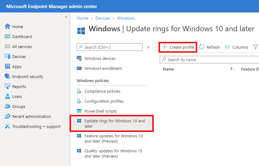 Microsoft Intune Update Ringe konfigurieren 2 intune update rings 01