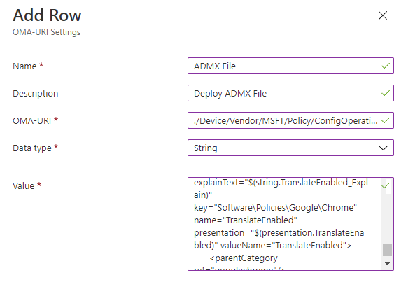 Microsoft Intune Verwalten von Google Chrome Einstellungen 4 MS Intune Chrome OMA-URI