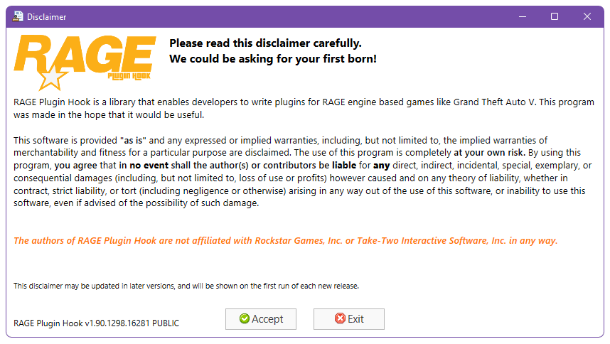 Rage Plugin Hook Disclaimer