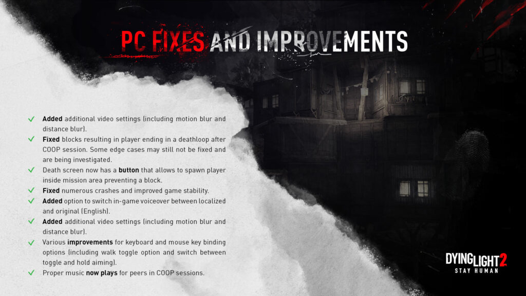 Dying Light 2 Patch 1.0.6 Release 2 Dying Light 2 Patch Notes PC