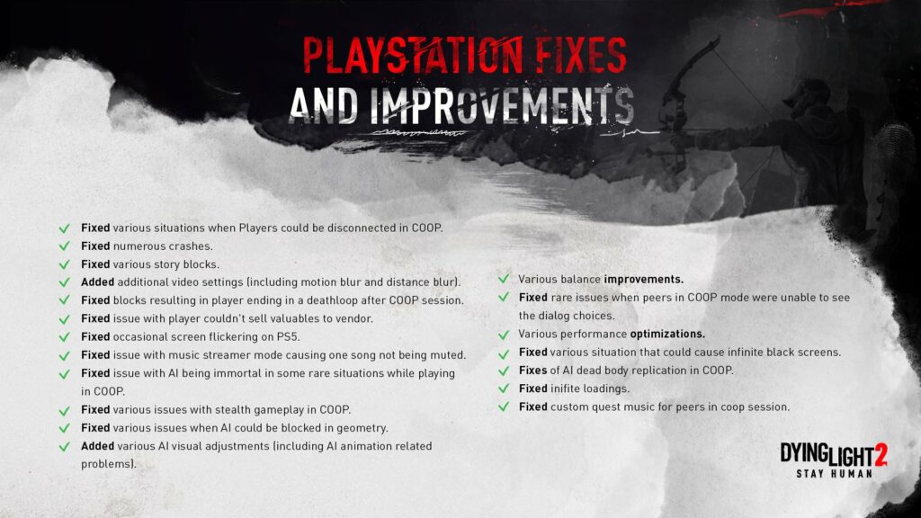 Dying Light 2 Playstation Patch Notes