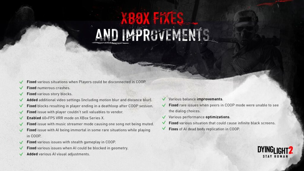 Dying Light 2 Patch 1.0.6 Release 4 Dying Light 2 XBox Patch Notes