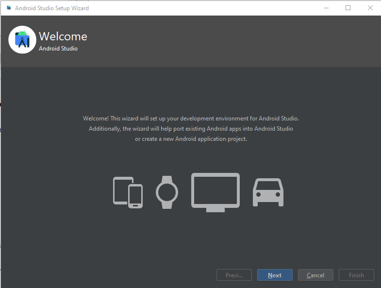 Android Studio Installation unter Windows 9 Android Studio Welcome