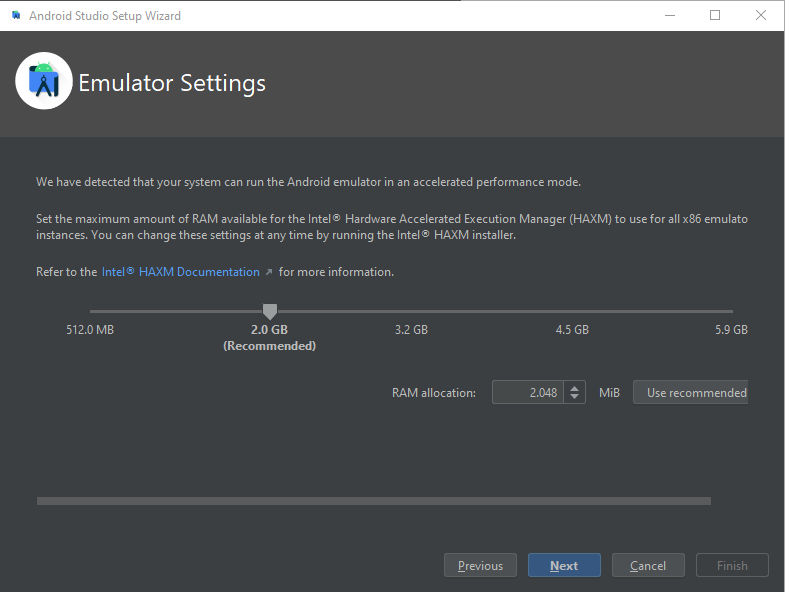 Android Studio Install Emulator Settings