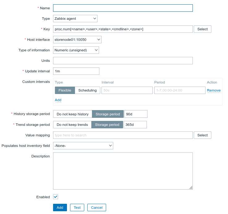 Zabbix Create Item