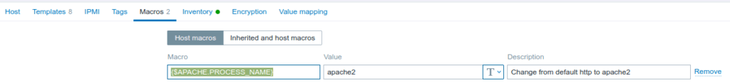 Zabbix - Host Macro Apache Process