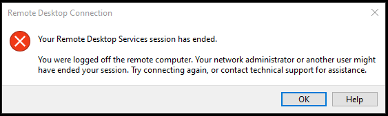 Remotedesktop Session wurde beendet