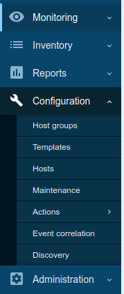 Zabbix Menue Configuration