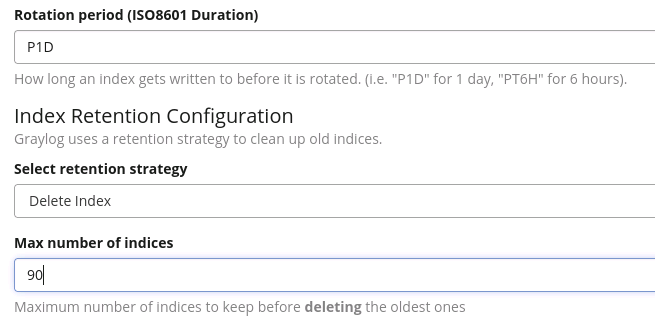 Graylog Indices und Logspeicher anpassen 8 Graylog Rotation Period