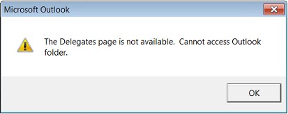 Outlook Delegate Pages not available