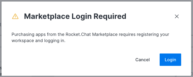 RocketChat 4.5.0 Marketplace Login After