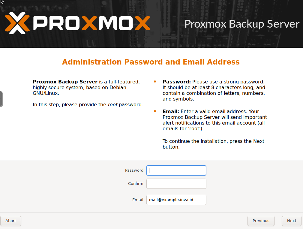Proxmox Backup - Install Adminlogin