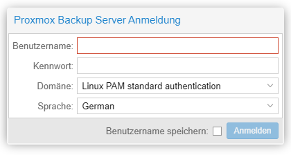 Proxmox Backup - Login