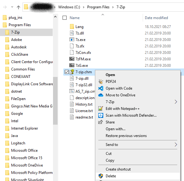 7-Zip Sicherheitslücke CVE-2022-29072 in allen Versionen 2 7-zip Installdirectory