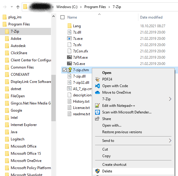 7-zip Installdirectory