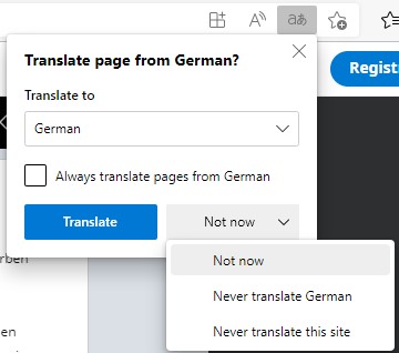 Edge Browser - Page Translate