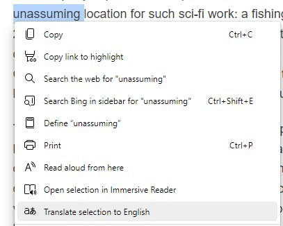 Edge Browser - Translate Word