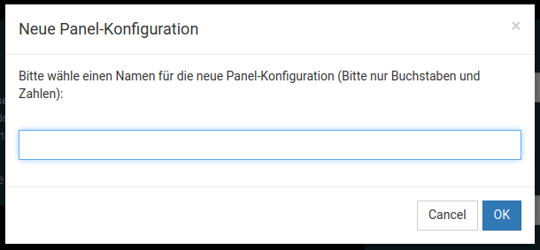 openHAB - Einstellungen Panel Name