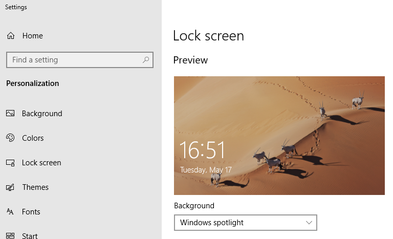 Windows Lock screen Settings Spotlight