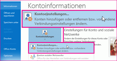 Outlook weitere Elemente in diesem Ordner 3 Outlook Kontoeinstellungen