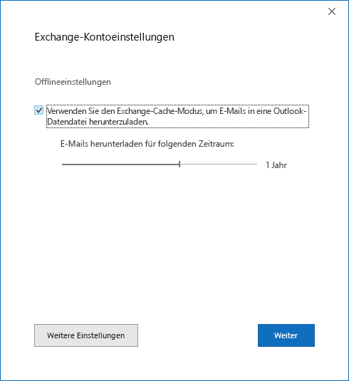 Outlook Cache Modus Zeitraum