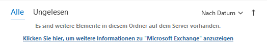 Outlook weitere Elemente in diesem Ordner 2 Outlook - weitere Mails Meldung