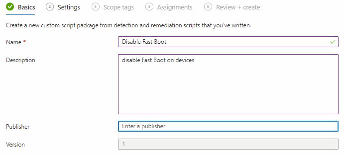 disable fast boot basics