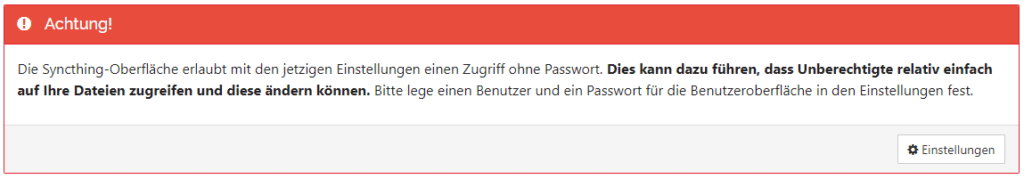 Debian 11 Syncthing installieren 3 Syncthing - Weboberfläche Zugang