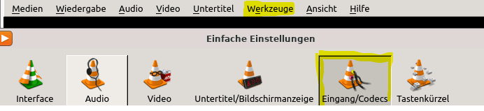 Linux Mint VLC Player Video von Kamera aufnehmen 2 VLC Player Menu Video Codec