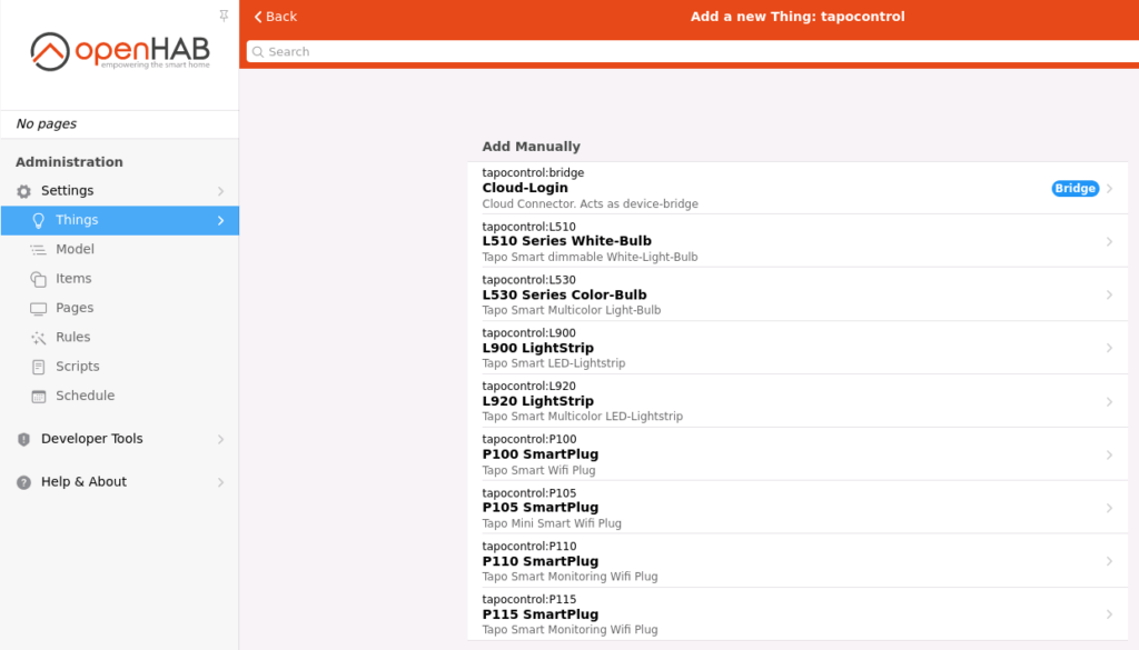 openHAB 3.4 Tapo Binding mit Smartsteckdose Tapo Nano Smart P115 6 openHAB tapo Cloud Login