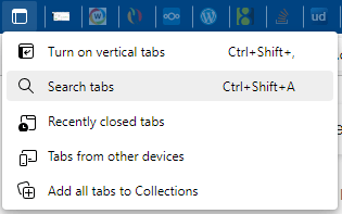 Edge Browser Tab action menu