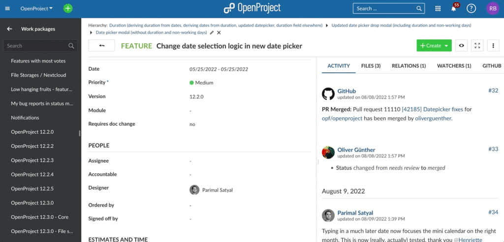 OpenProject Week Duration