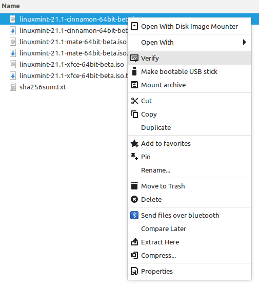 linux mint vera iso verification