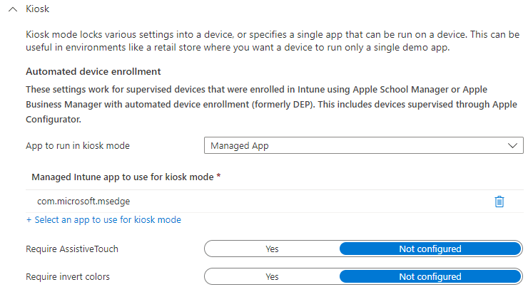 Microsoft Endpoint - Intune iOS Single App Kiosk Mode 6 Intune iOS Device Restriction Managed App