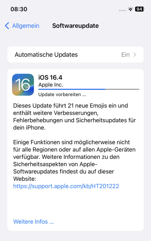 Apple iOS Update 16.4