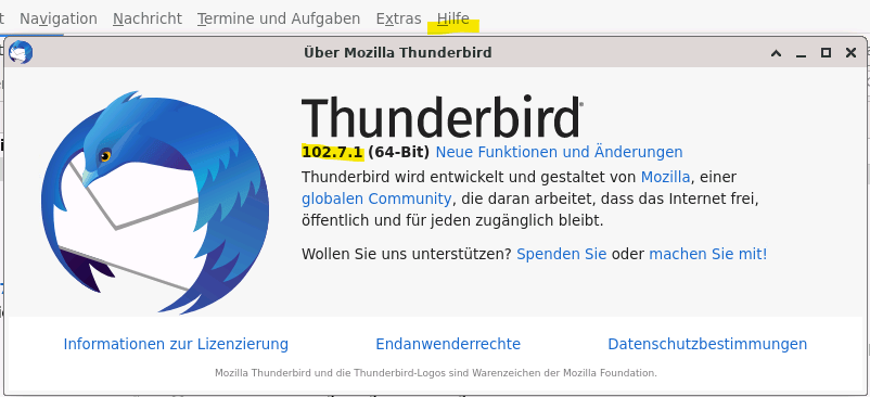 Thunderbird Version 102.7.1