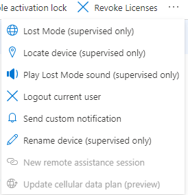 Intune iOs Lost Mode und Locate Device aktiv