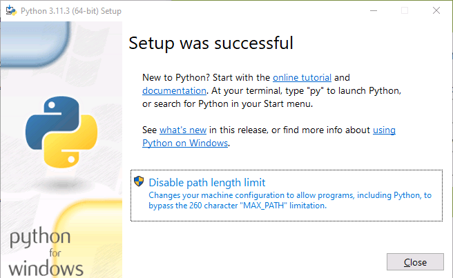 Python unter Windows installieren 5 Phyton Installer Windows 260 Character Path Limit