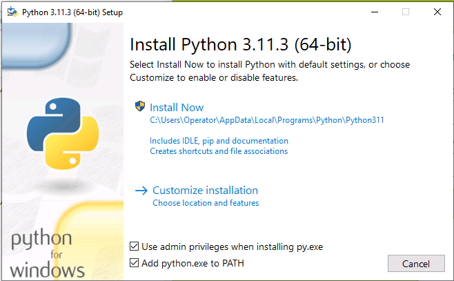 Phyton Installer Windows Custom