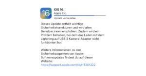 Apple iOS Update 16 Screen on iPhone