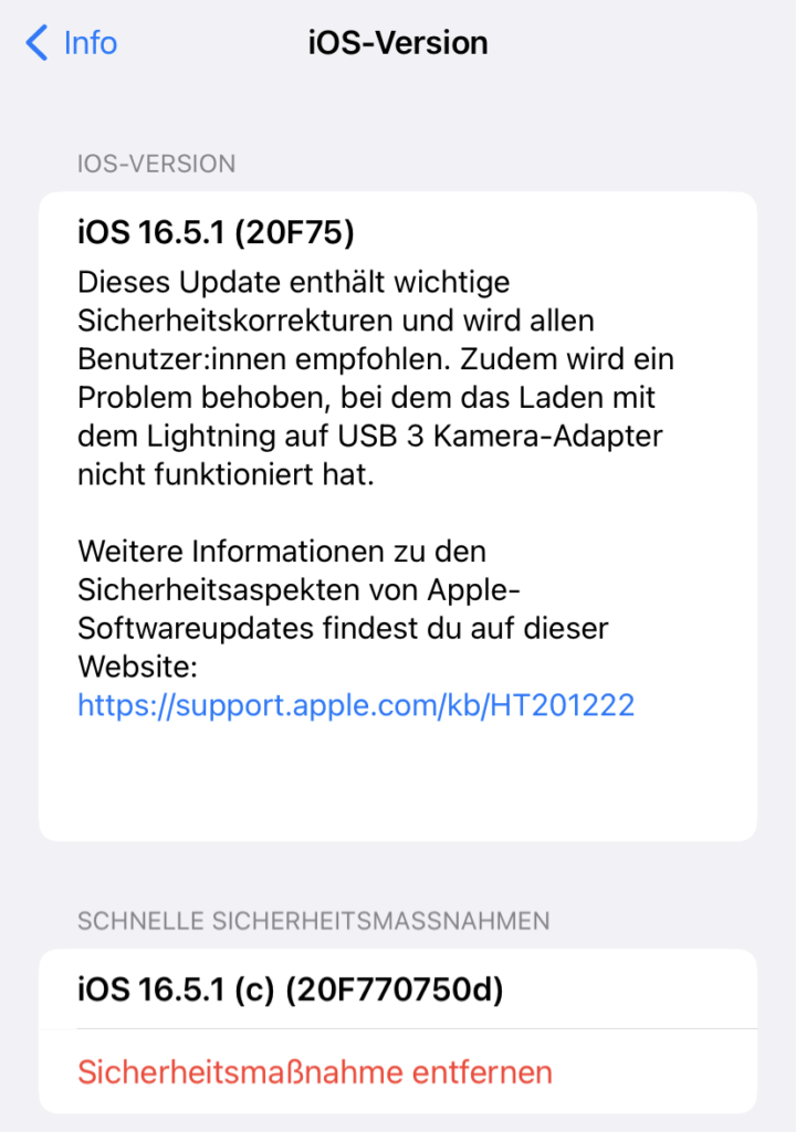 apple ios rsr 15.5.1c installed