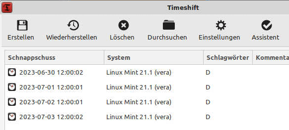 Linux Mint Timeshift