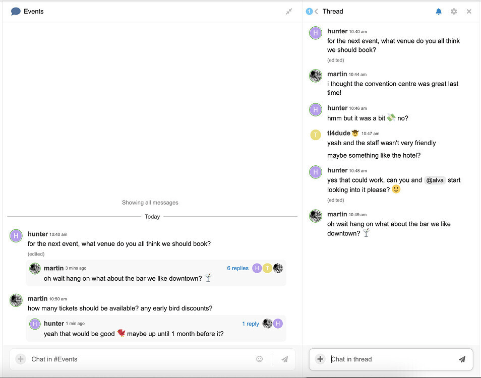 Discourse 3.1.0 beta6 Threads in Chat