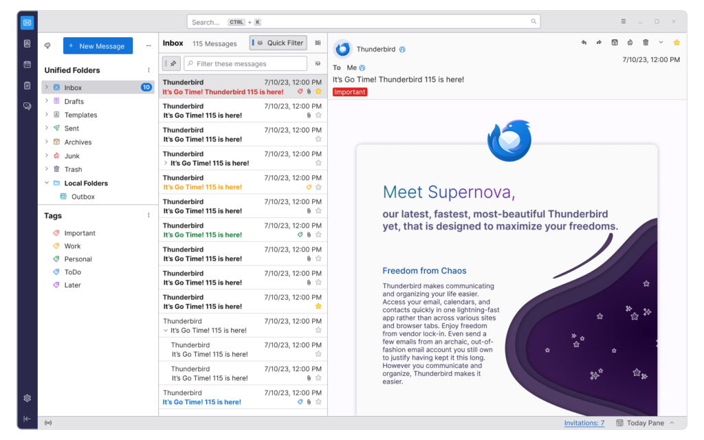 thunderbird 115 supernova postfach