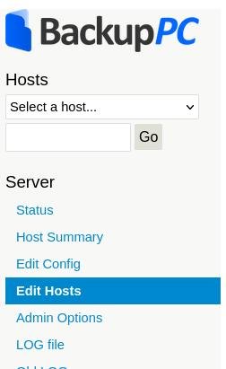 BackupPC Edit Hosts