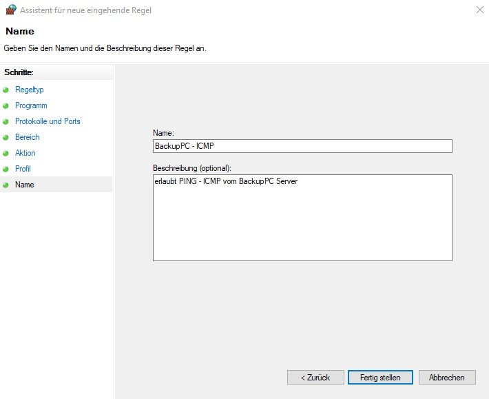 Windows Firewall Regel ICMPv4 Name