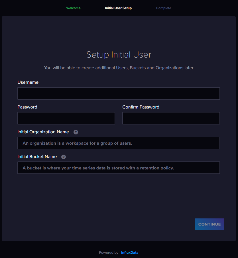 Debian Installation von InfluxDB2 7 InfluxDB Setup Initial User