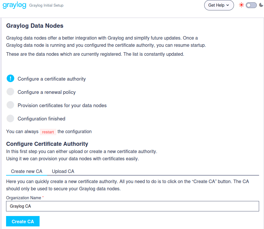 Graylog Datanode - Preflight - CA erstellen