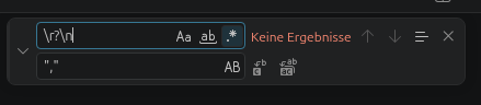 MS Visual Studio Code - Suchen und Ersetze von Linebreak 2 grafik